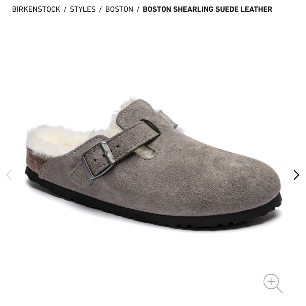 Brand new in Box- Boston Shearling
Suede Leather Clog Stone Coin 6-6.5 37 in EU